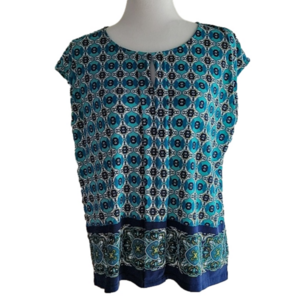 Liz Claiborne Sleeveless Keyhole Blouse Size Large EUC